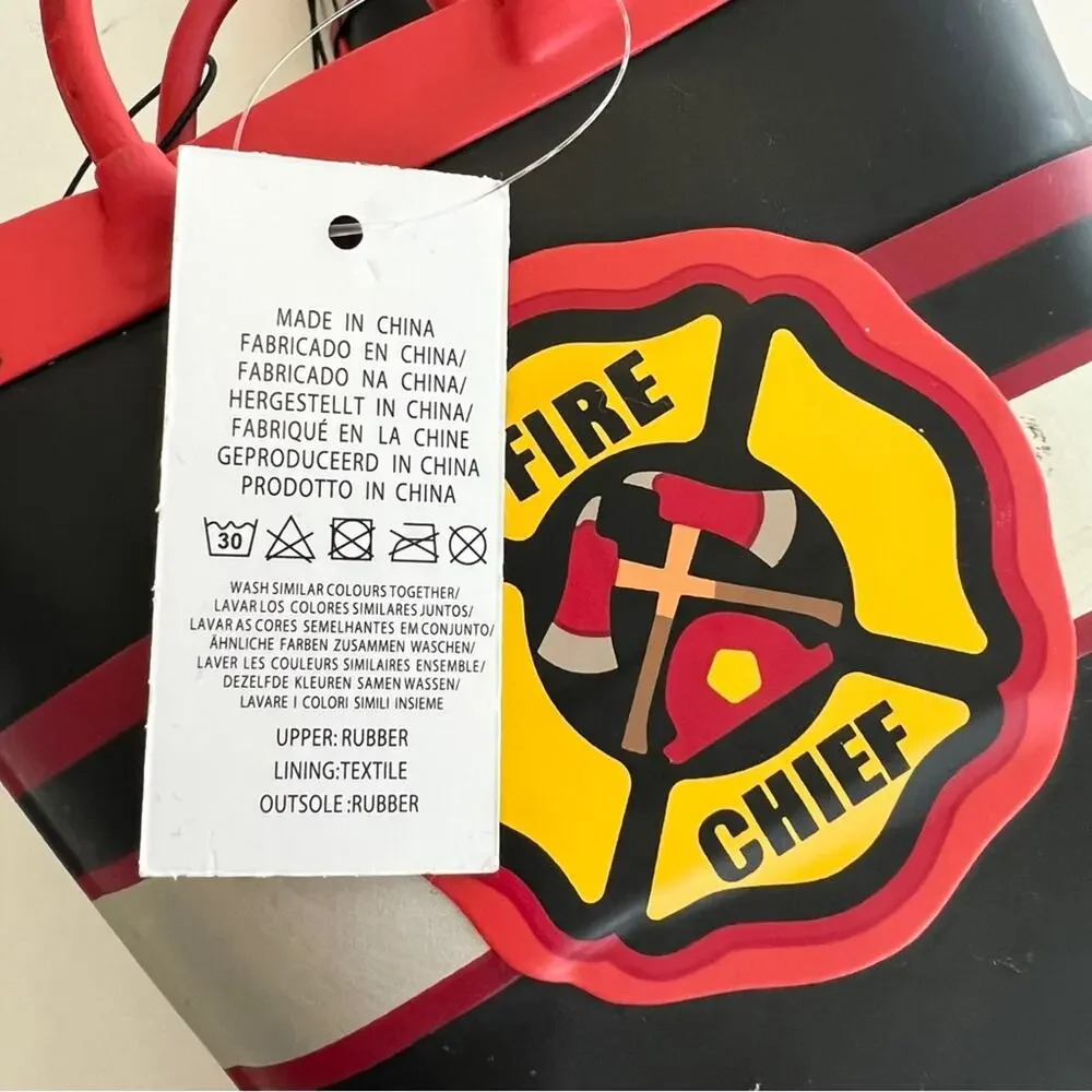 Kids Fire Chief Rain Boots - Red & Black